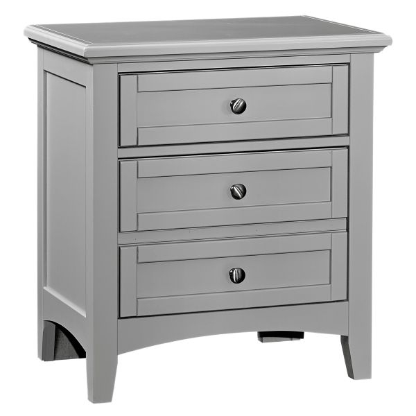 Weathered Nightstand Black Hardware Block Legs Two Drawers