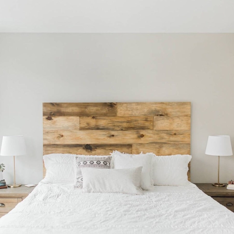 Weathered Wood Headboard, Five-Row Plank Design, Barn Wood Style