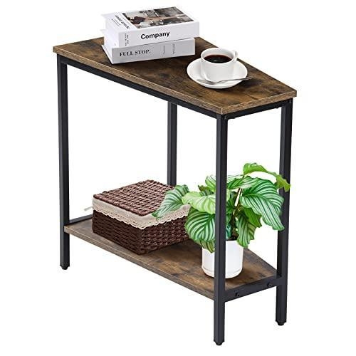 Wedge End Table: Espresso Finish with Flip-Top Storage for Recliners
