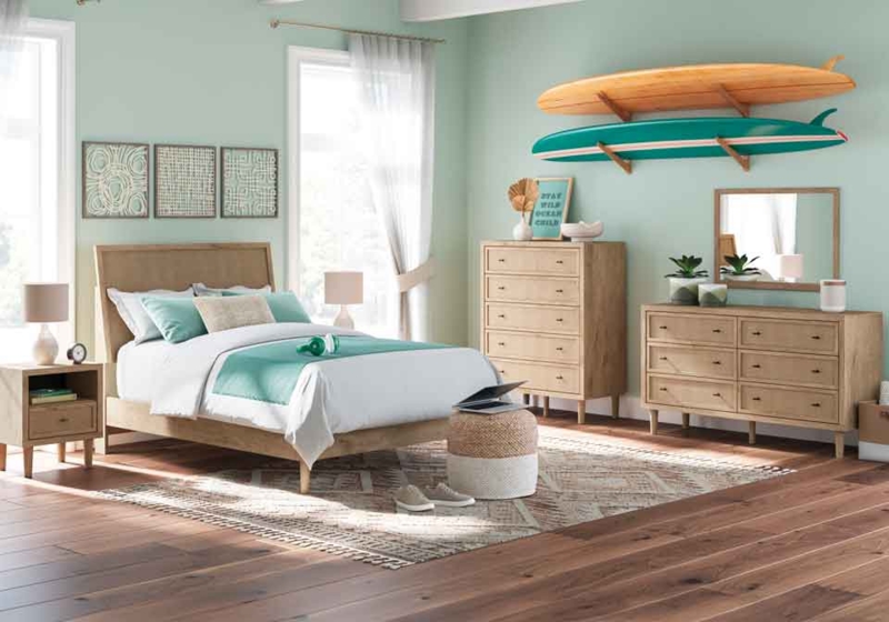 White and Brown Two Tone Bedroom Set Modern Farmhouse Style
