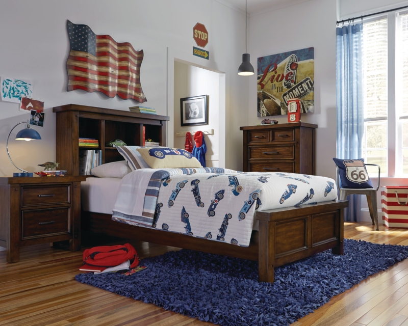 White Bedroom Set with Bookcase Headboard and Recessed Panels
