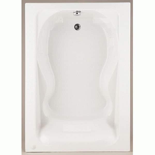 White Rectangular Soaking Bathtub with Integrated Armrests