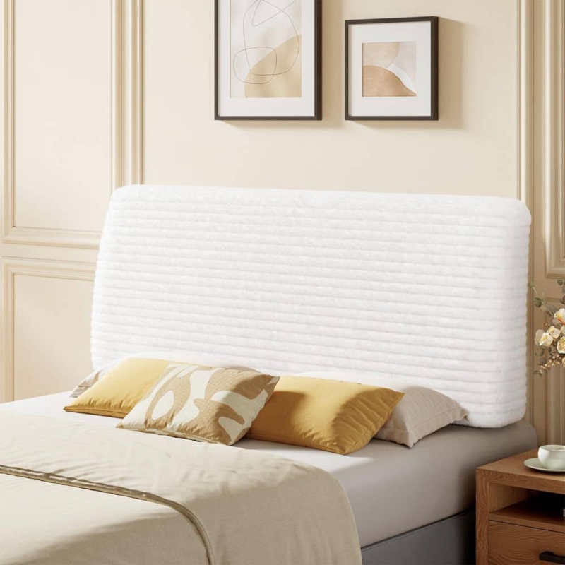 White Upholstered Headboard with Extra Thick Profile