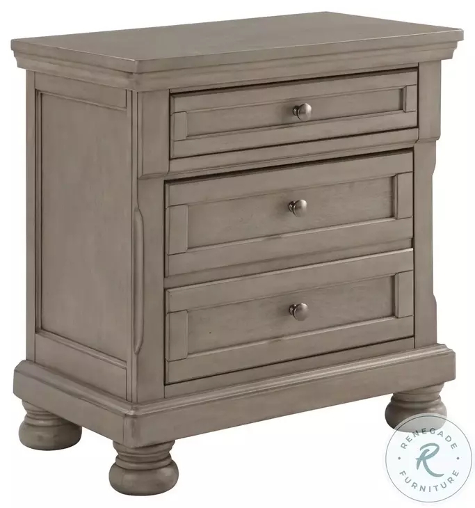 Whitewashed Nightstand with Mixed Hardware and Traditional Bun Feet