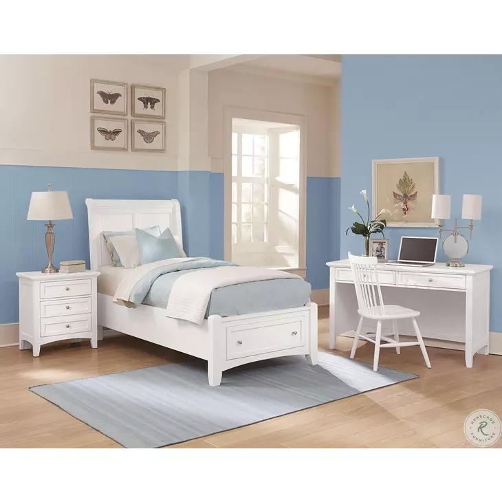 Whitewashed Wood Grain Nightstand with Horizontal Metal Pulls