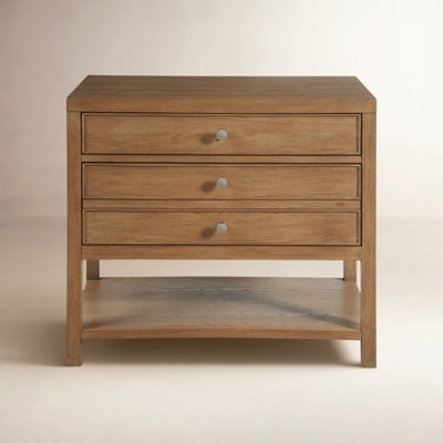 Wide Farmhouse Nightstand with Reeded Pilasters and Bun Feet