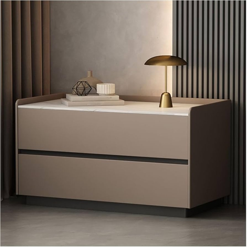 Wide Silhouette Wood Nightstand with Rounded Corners