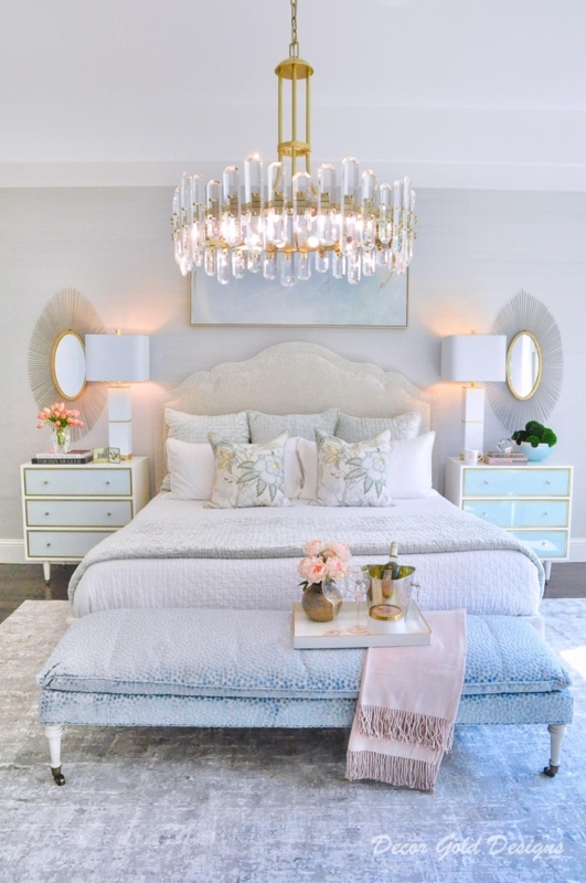 Wingback Bed Grey Tufted Mirrored Side Table White Quilted Bedding