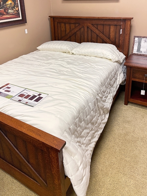 Wood Bed Frame Exposed Metal Hardware Thick Posts Rustic Lodge Style