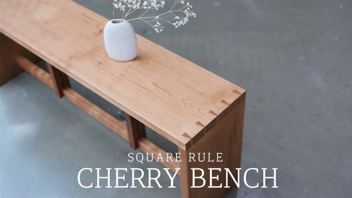 Wooden Bench Detail with Thick Slab and Dovetail Joinery