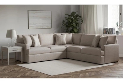 3-Piece Modular Sectional Sofa in Taupe Linen-Like Fabric, L-Shaped