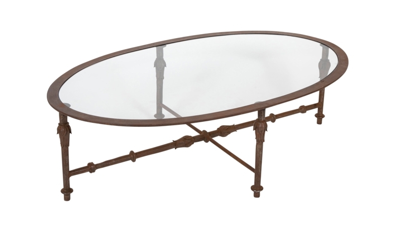 A Mid-Century Iron and Glass Oval Coffee Table  Avery & Dash Collections