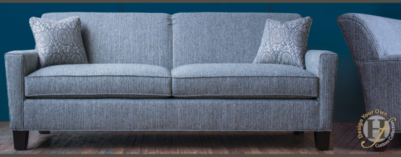 Accent Chair Blue Geometric Pattern Tight Back Reading Nook