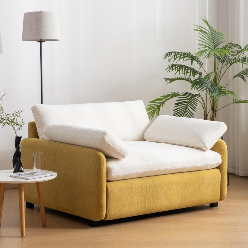 Accent Chair Chenille Mustard Yellow Accents Transitional Wide
