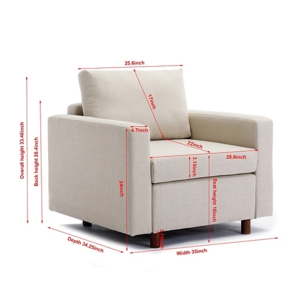 Accent Chair Scandinavian Linen-Look with Splayed Wood Legs