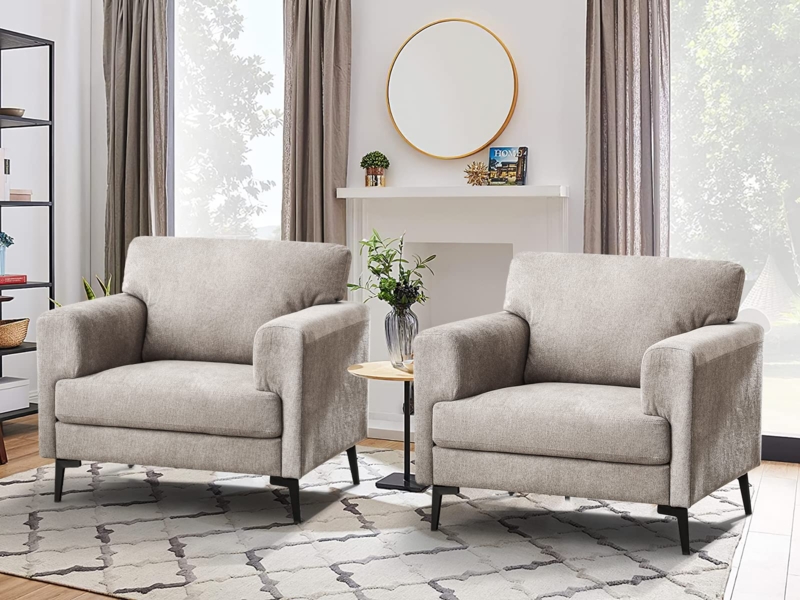 Accent Chair Set with Tapered Legs, Mid-Century Chair Set.