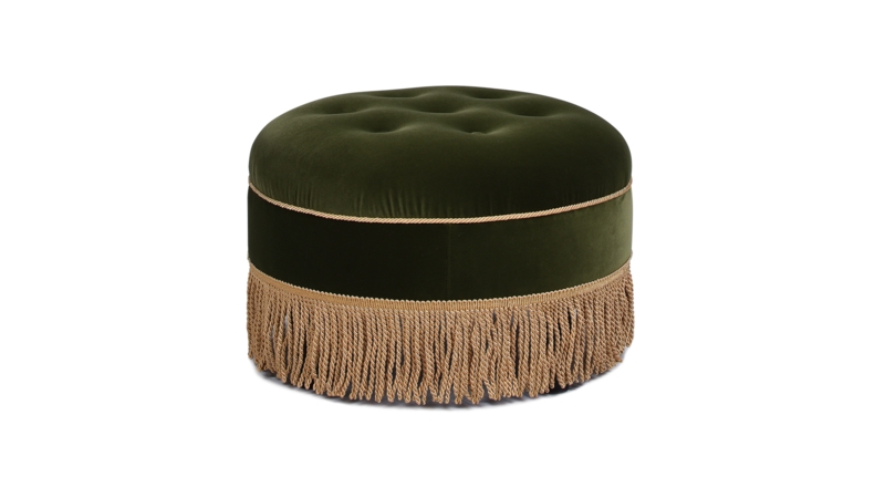Accent Ottoman Recessed Wood Toned Base Channel Tufted Footstool