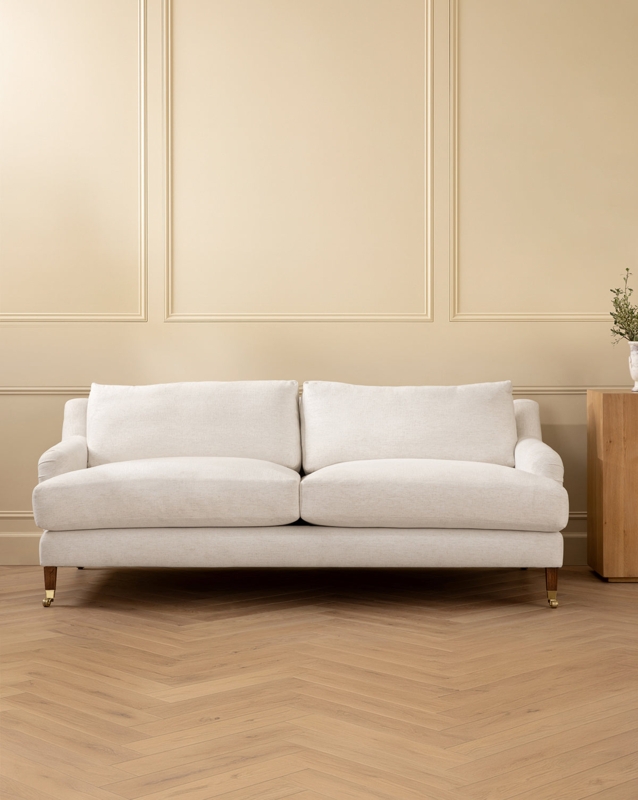 Alabaster Upholstered English Roll Arm Sofa with Deep Seat Profile