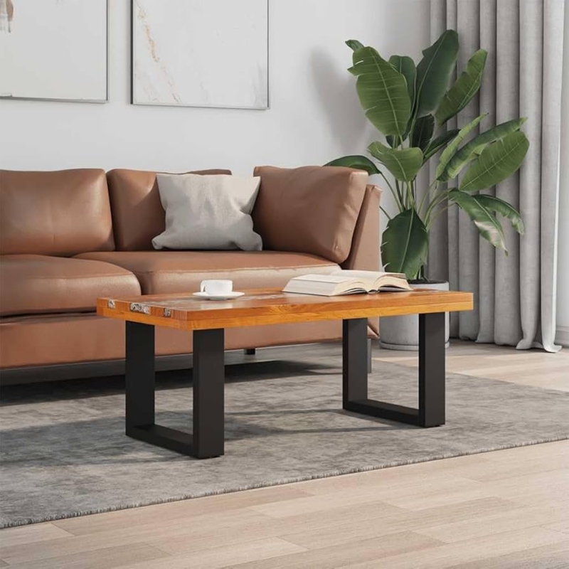 Amazon.com: Coffee Table Solid Teak and Mango Wood Table, Glossy Finish,  Room and Home Decor Furniture with Clear Resin, Modern Design : Pet Supplies