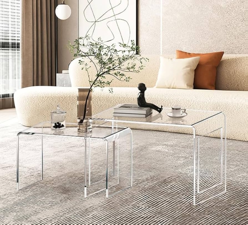 Amazon.com: ONELUX Acrylic Coffee Table Set of 2Nesting Side End Tables,  Modern Tables for Living Room,Bathroom,Bedroom 2016 : Home & Kitchen