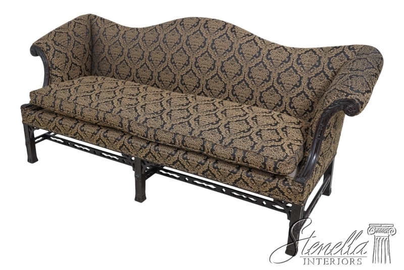 Antique Chippendale Camelback Sofa Ball and Claw Feet Damask Pattern