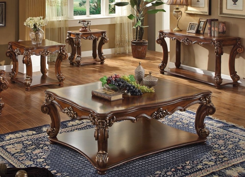 Antique Gold Coffee Table with Lion's Paw Feet and Stone-like Top