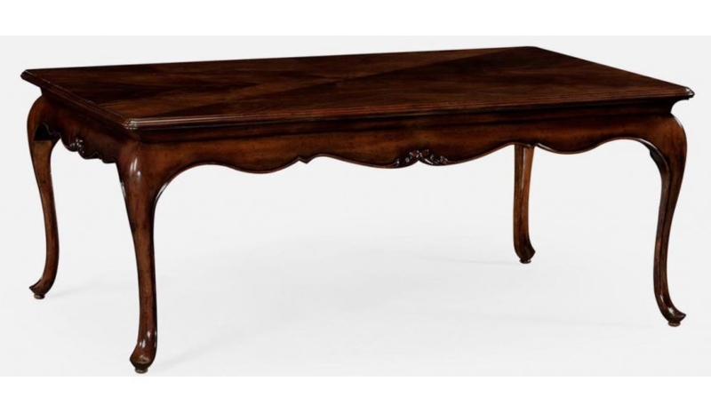 Antique Rectangular Coffee Table with Ornate Carved Cabriole Legs