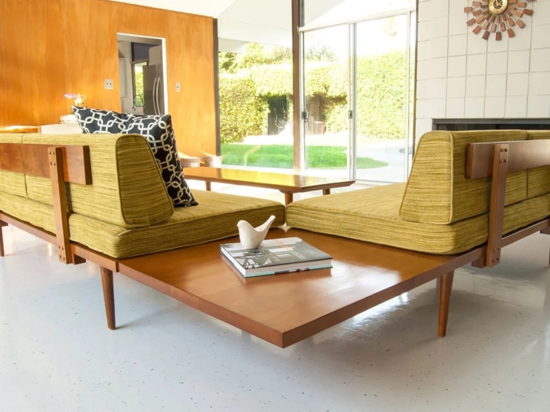 Aqua L-Shaped Sectional Sofa featuring Button Tufted Back Cushions