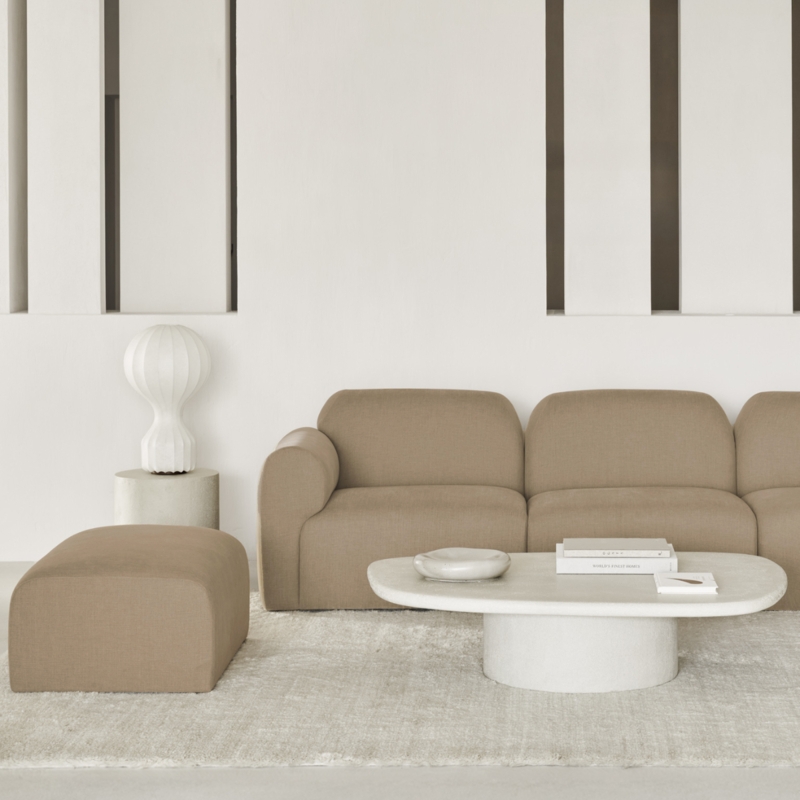 Armchair Boucle Blocky Silhouette Minimalist Low Profile Earthy