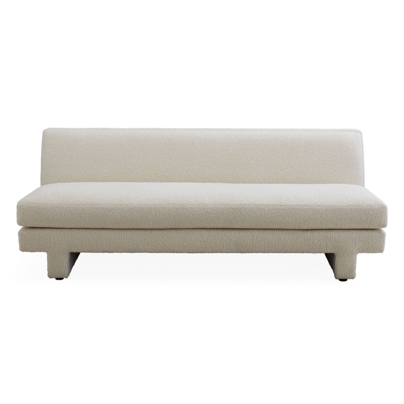 Armless Sofa with Organic Curved Silhouette and Boucle Texture