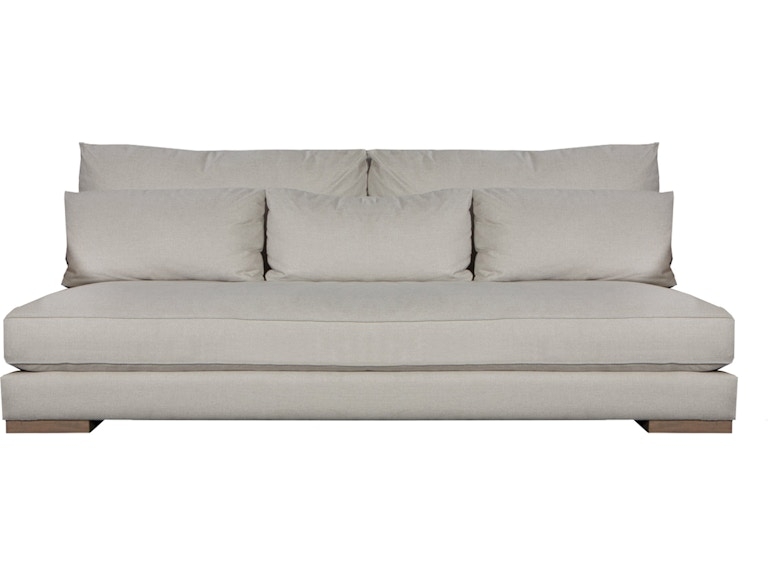 Armless Two-Seater Sofa in Light Gray with Clean Weltless Finish