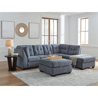 Ashy Blue Modular Sectional with Track Arms