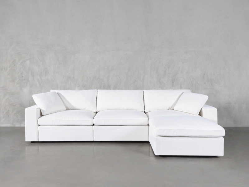 Beige Modular Sectional with Chaise Lounge, Minimalist Neutral Layout