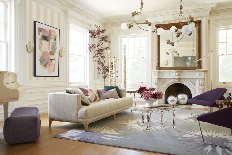 Beige Sectional Sofa Living Room With Fireplace Mantel Focal Point