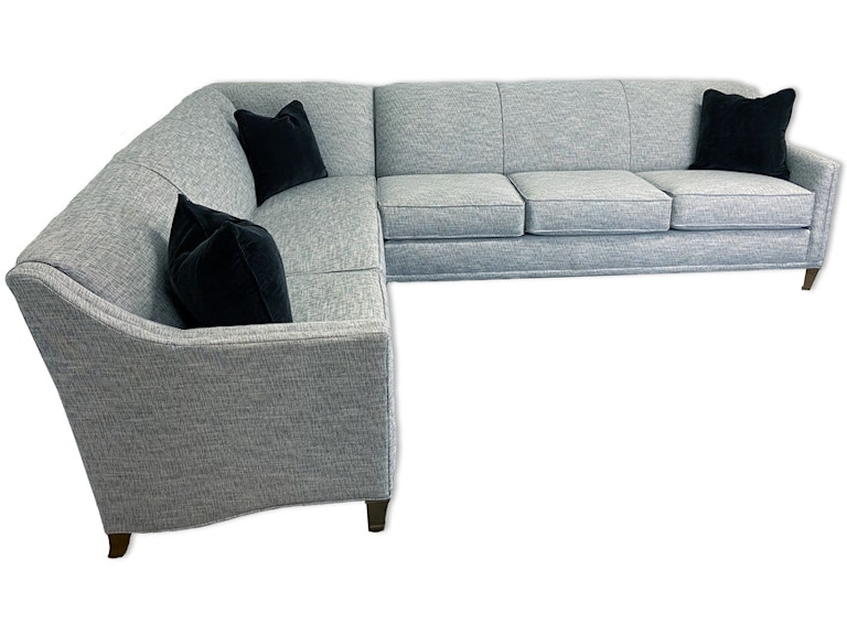 Beige Sectional Sofa Tight Back Block Feet Modern Farmhouse Style