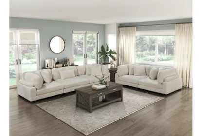 Beige Sofa Detail showing Plush Ribbed Corduroy Texture