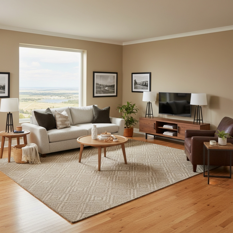 Beige Transitional Sofa with Two-Cushion Design and Classic Rolled Arms