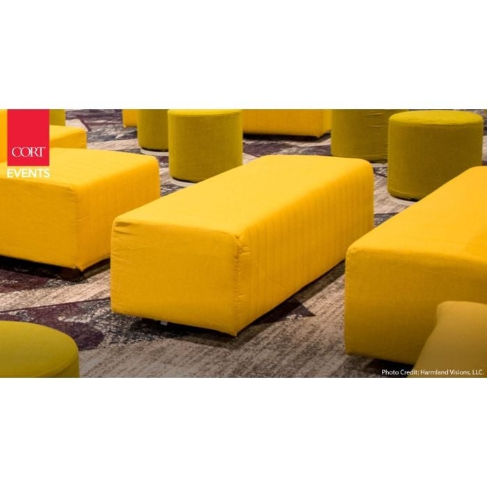Bench Ottoman Rectangular Yellow Tufted Polished Legs