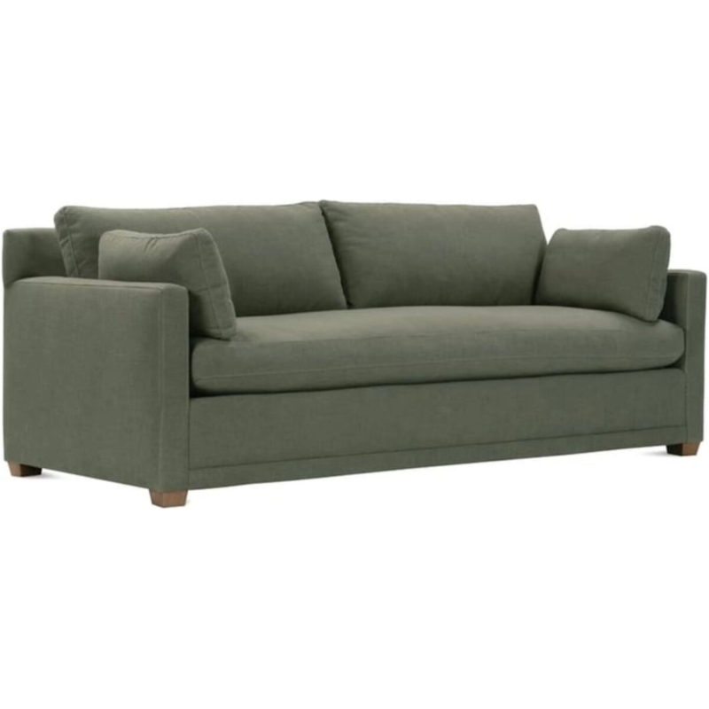 Bench Seat Sofa Light Gray Bolster Pillows Track Arms Clean