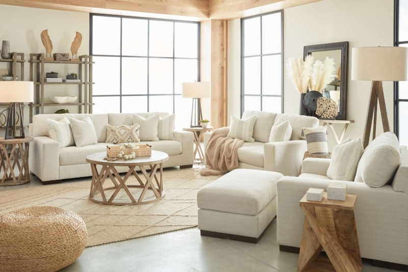 Birch Woven Living Room Set Rolled Arms Block Feet Oversized Chair