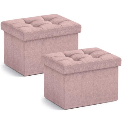 Blush Pink Ottoman with Vertical Pleated Sides and Gold Base (67 chars)