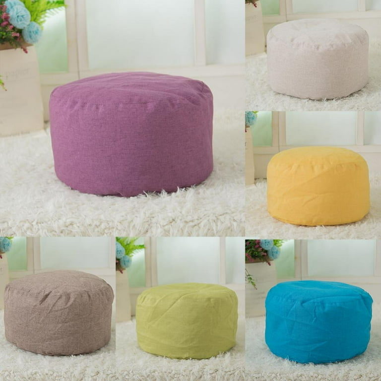 Bohemian Pouf Ottoman Geometric Pattern Fringe Detail Unfilled