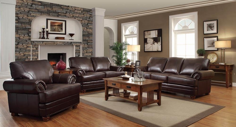 Brown Leather Power Reclining Living Room Set
