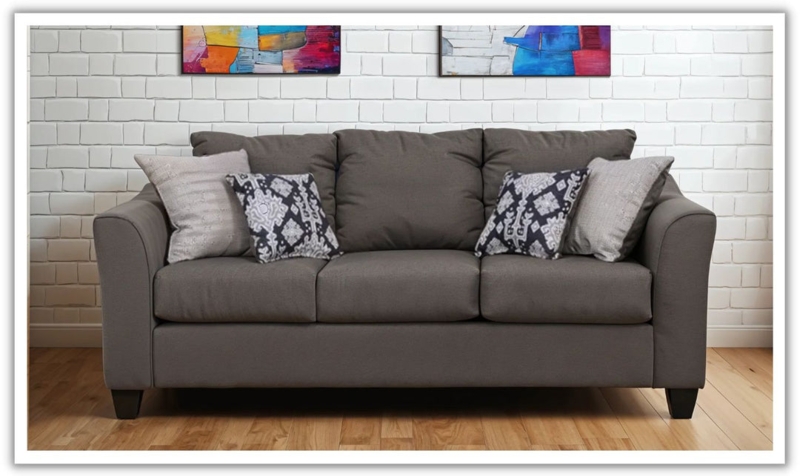 Button Tufted Flared Arm Sofa Mid-Century Inspired Style