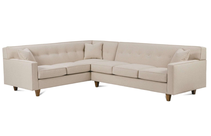 Button Tufted Sectional Sofa Chaise Lounge Mid-Century Modern
