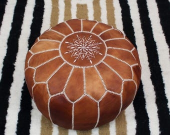Camel Saddle Stool Dark Wood X-Base Vintage Moroccan Tooled Leather Seat