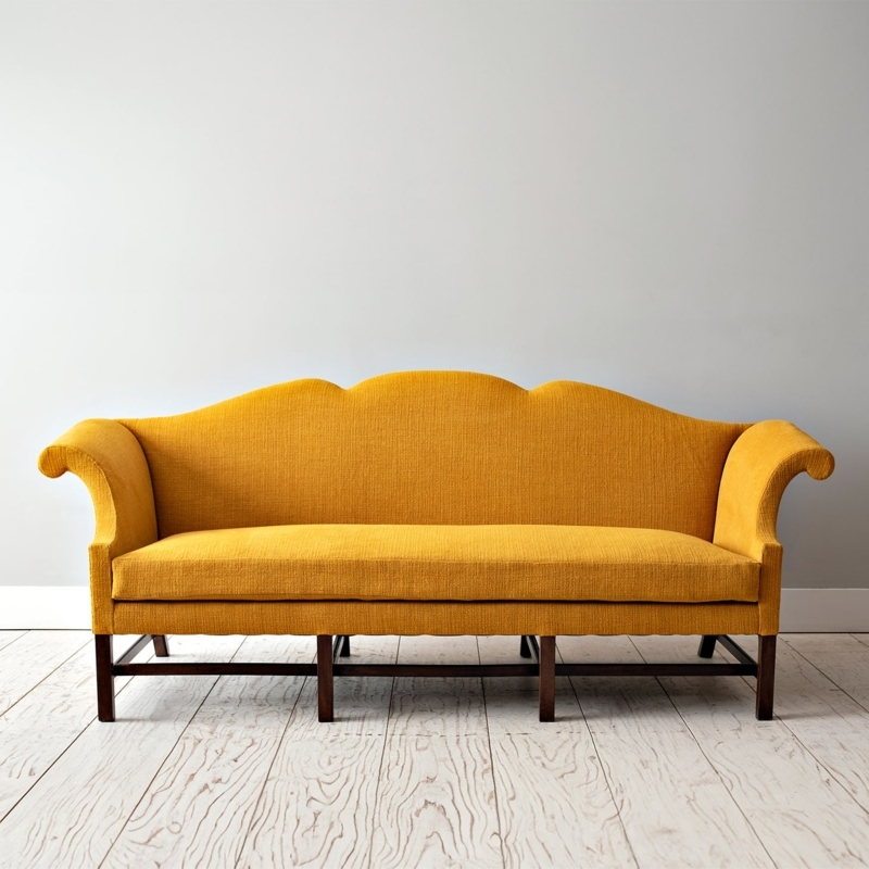 Camelback Sofa with Turned Legs and Casters English Country Off-White