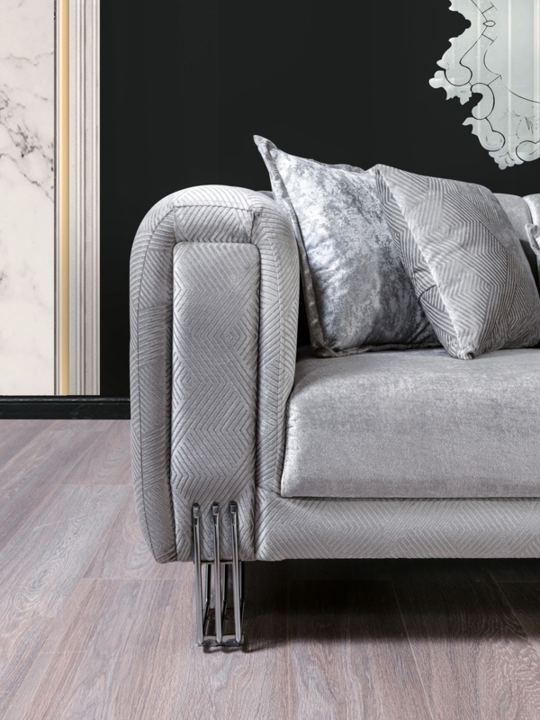 Carved Sofa Set with Metallic Trim Details