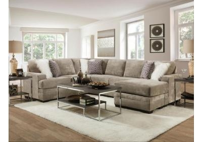 Cement Gray Sectional Sofa Square Tufted Low Profile Fabric Layout