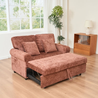 Chaise Lounge Dark Brown Corded Chenille Extra Deep Seat Minimalist Style